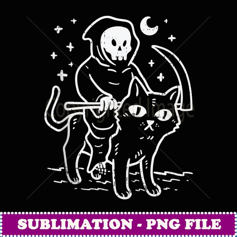 Grim Reaper Riding Ca Moon Funny Deah Halloween Cosume - Digital Sublimation Download File