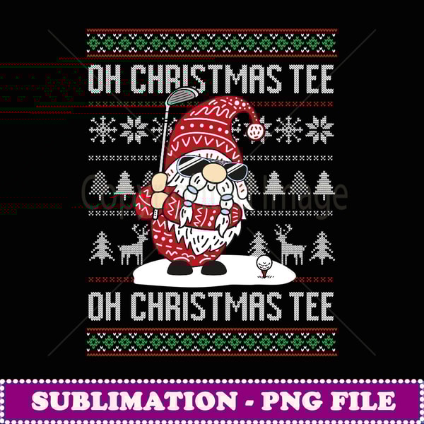 Golf Oh Christmas Santa Gnome Golfer Ugly Christmas - Creative Sublimation PNG Download