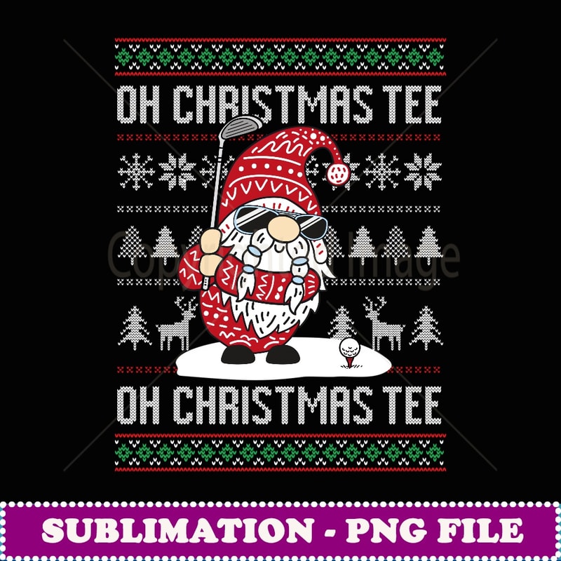 Golf Oh Christmas Santa Gnome Golfer Ugly Christmas - Creative Sublimation PNG Download