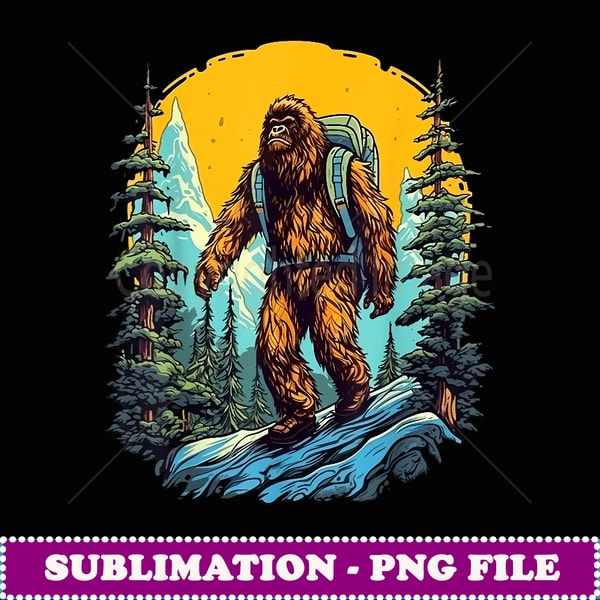 Aesthetic Outdoor Mountain Adventure Hiking Bigfoot - Exclusive Sublimation Digital File