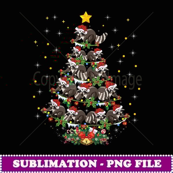 Raccoon Lover Xmas Gift Raccoon Christmas Tree - Instant PNG Sublimation Download