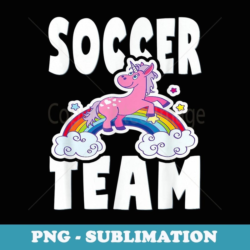 Soccer Team Rainbow Unicorn Games Sports Stars - Retro PNG Sublimation Digital Download
