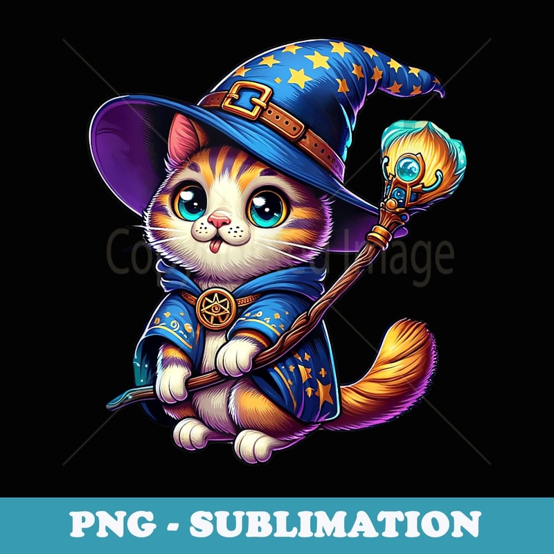 Comic Style Kitten Lover Funny Reaction Wizard Cat - Digital Sublimation Download File