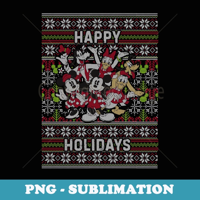 Disney Group Shot Happy Holidays Christmas er Style - PNG Transparent Sublimation File
