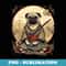 Vintage Japanese Art Samurai Pug Dog - Modern Sublimation PNG File