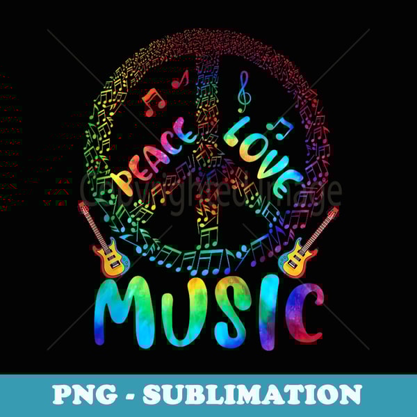 PEACE SIGN LOVE MUSIC T 60s 70s Tie Die Hippie Costume - Instant PNG Sublimation Download
