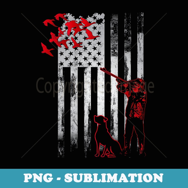 Duck Hunting with Dog Hunters Daddy American USA Flag - Decorative Sublimation PNG File