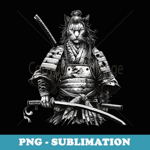 Ninja Japanese Samurai Cat Kitten - High-Resolution PNG Sublimation File