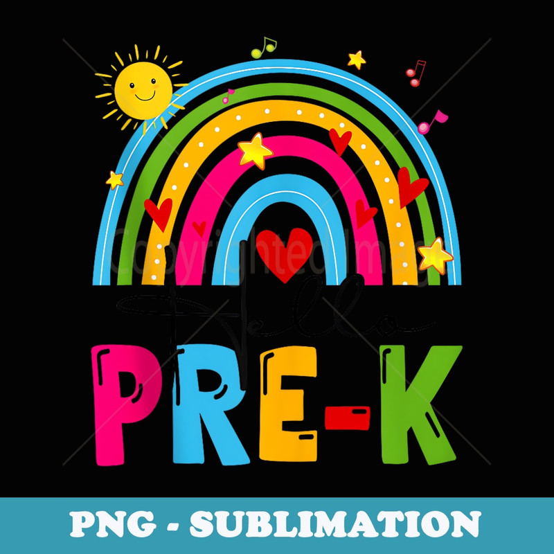 Funny Hello Pre-K Preschool Teacher Student Back To School - Elegant Sublimation PNG Download