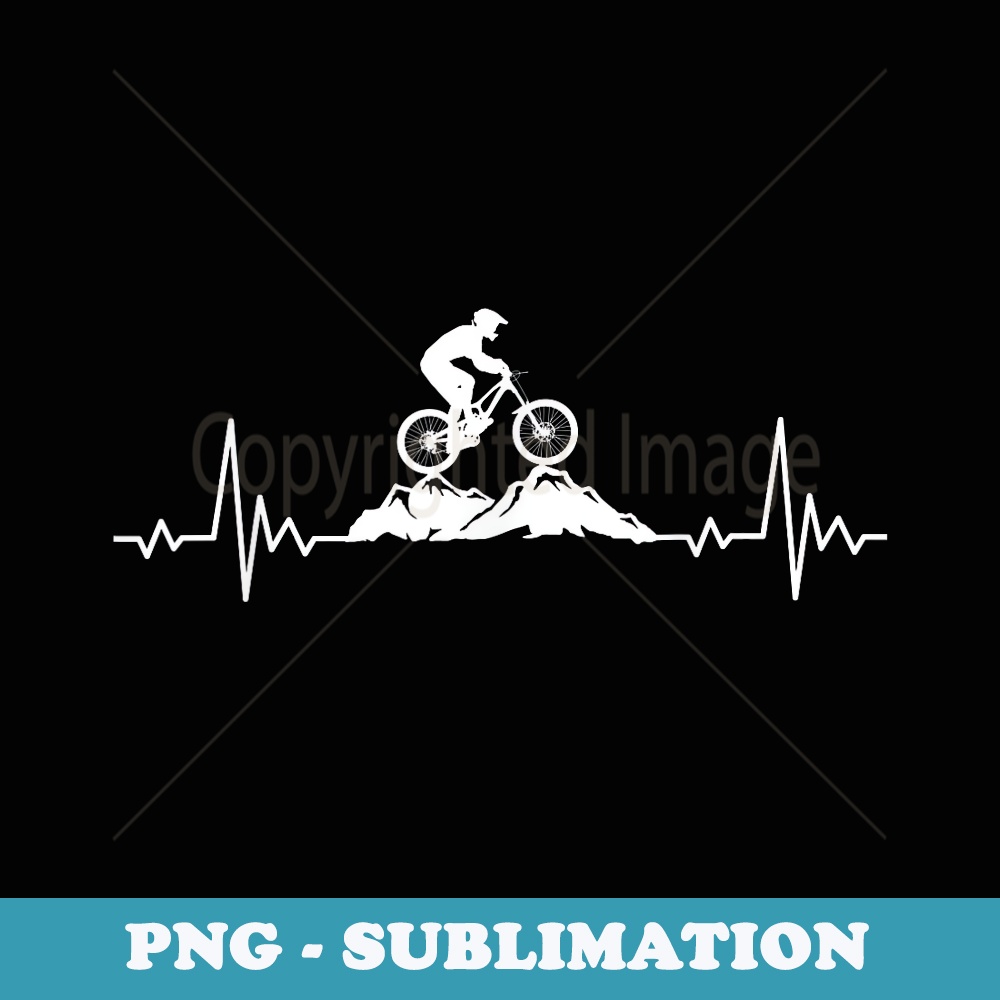 Mountain Biking Heartbeat Vintage Bicycle Bike Cycling s - Decorative Sublimation PNG File