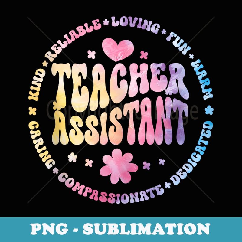 Groovy TA Teacher Assistant Retro Teacher Back To School - Artistic Sublimation Digital File