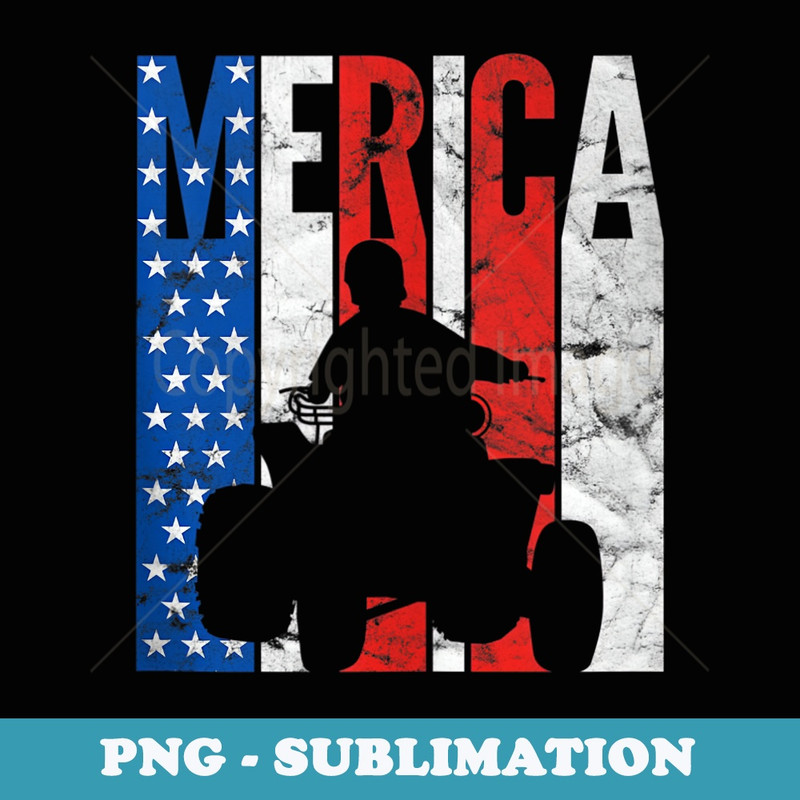 Quad Biker American Flag ATV Four Wheeler 4th Of July - Premium PNG Sublimation File
