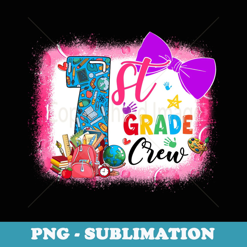1st Grade Crew First Grade Students Back To School Girls - Retro PNG Sublimation Digital Download