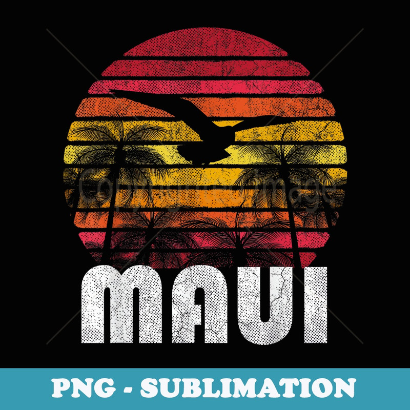 Vintage Retro Maui Hawaii 70s 80s Surf T - Digital Sublimation Download File