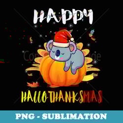 happy hallothanksmas koala halloween thanksgivin christmas - instant png sublimation download