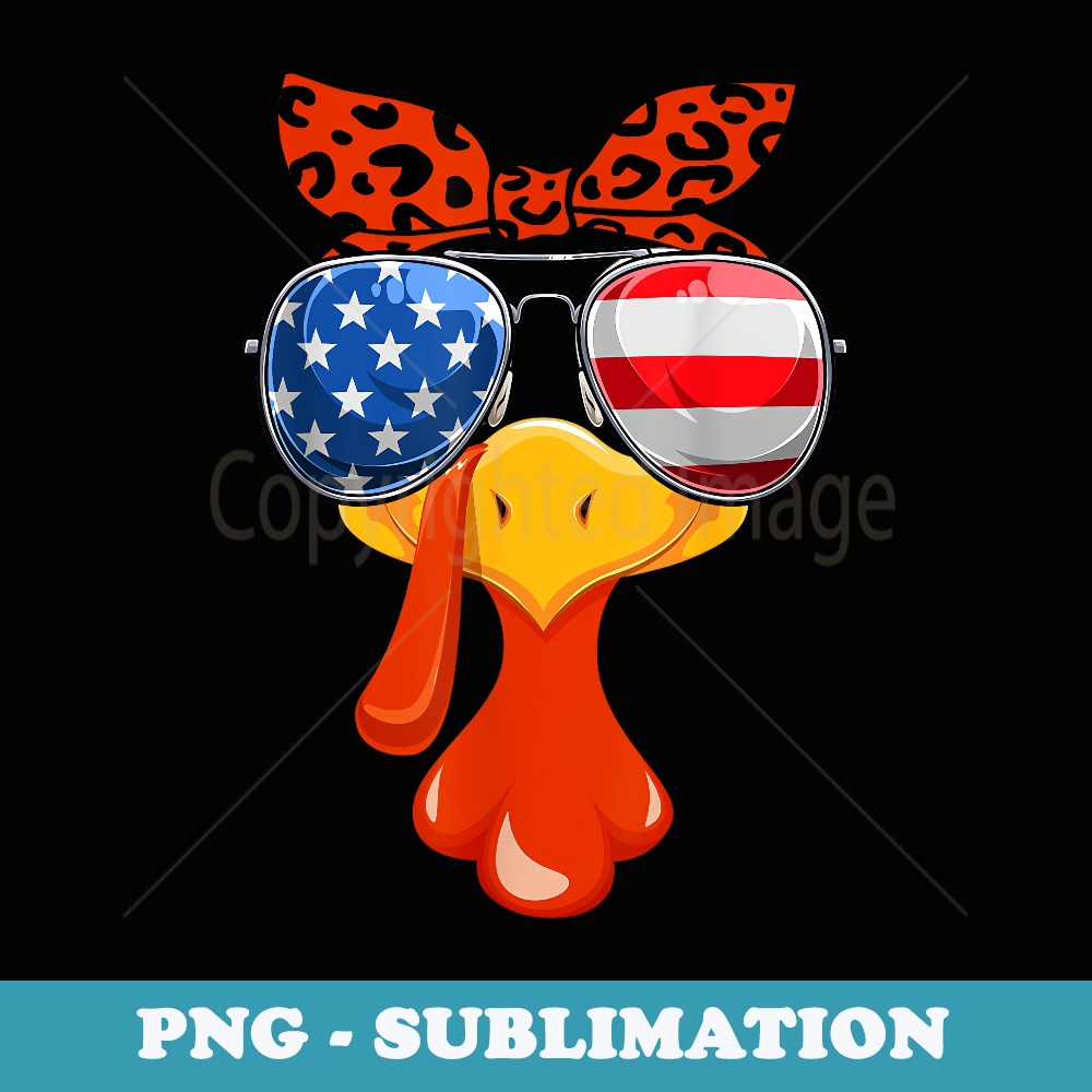 Turkey Face Thanksgiving Girls Flag Sunglasses Family - PNG Transparent Sublimation Design