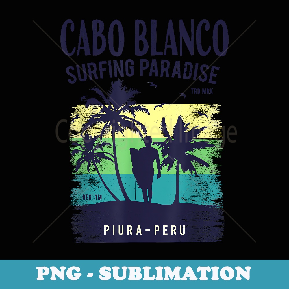 Peru Piura Cabo Blanco Beach Surfing - Instant PNG Sublimation Download