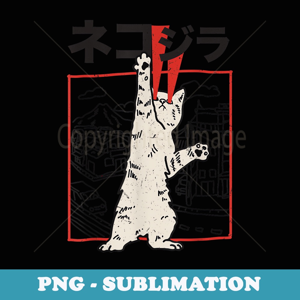 Japan CatZilla Harajuku Cats Kittens Anime Manga Otaku - Modern Sublimation PNG File