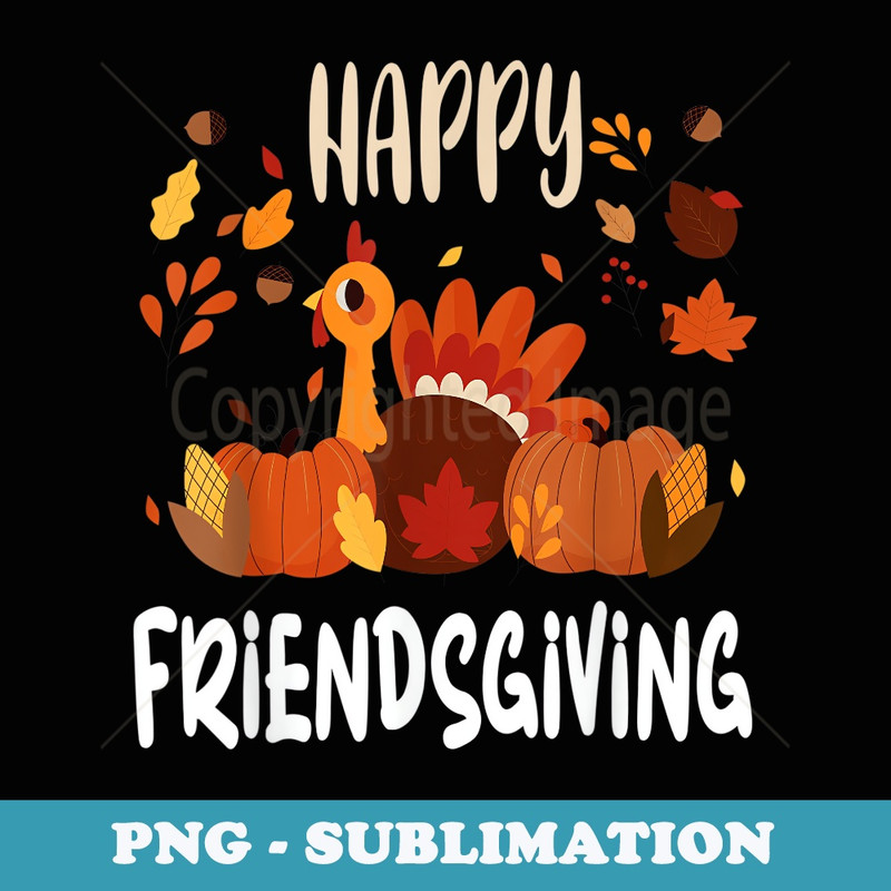 Happy Friendsgiving Thanksgiving Turkey Design Fall Adults - Instant Sublimation Digital Download
