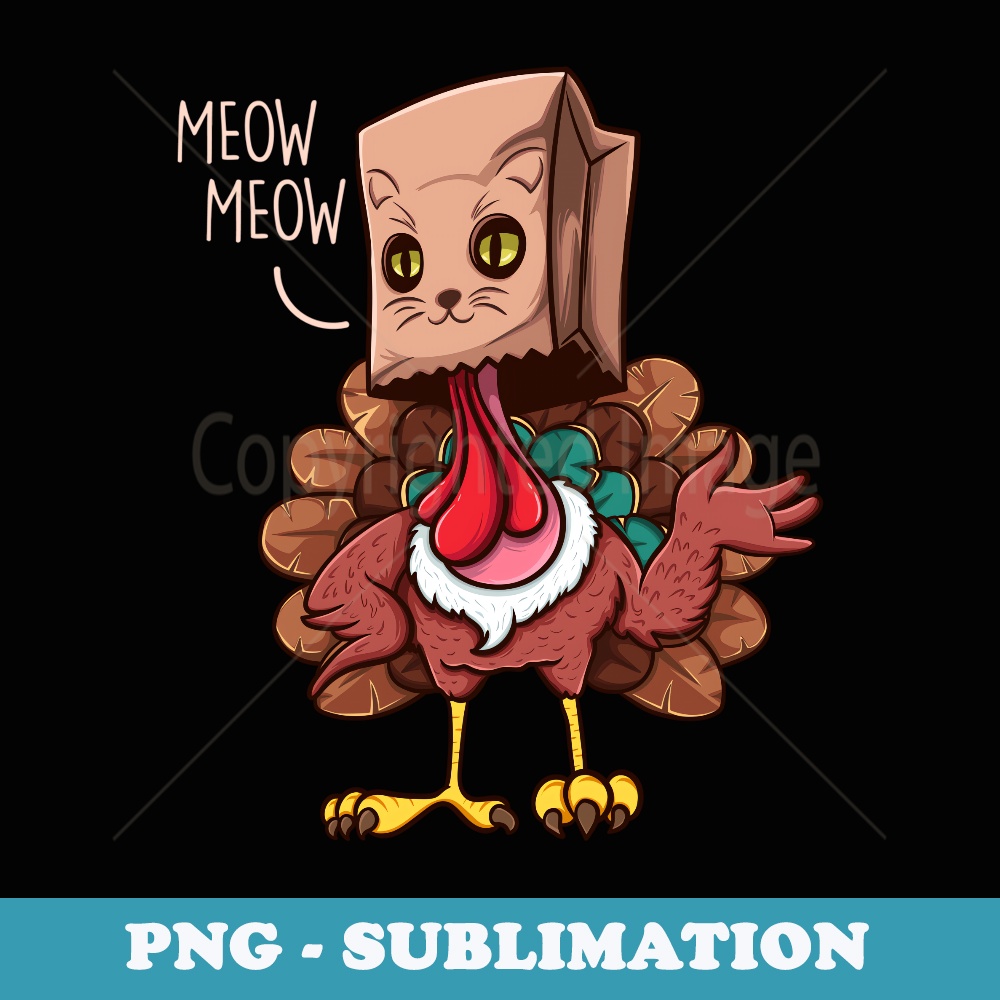 Thanksgiving Cat Funny Fake Cat Meow Thanksgiving Turkey - Modern Sublimation PNG File