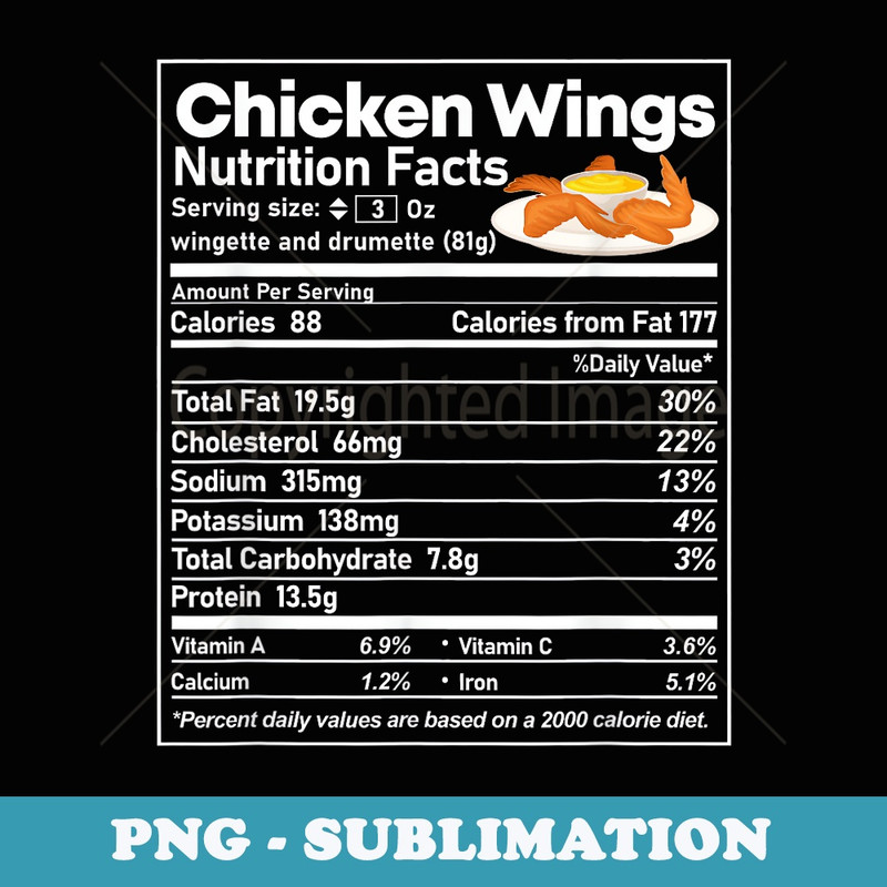 Chicken Wings Nutrition Fact Funny Thanksgiving Christmas - PNG Sublimation Digital Download