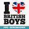 I Love British Boys Funny Red Heart Britain Flag - Vintage Sublimation PNG Download