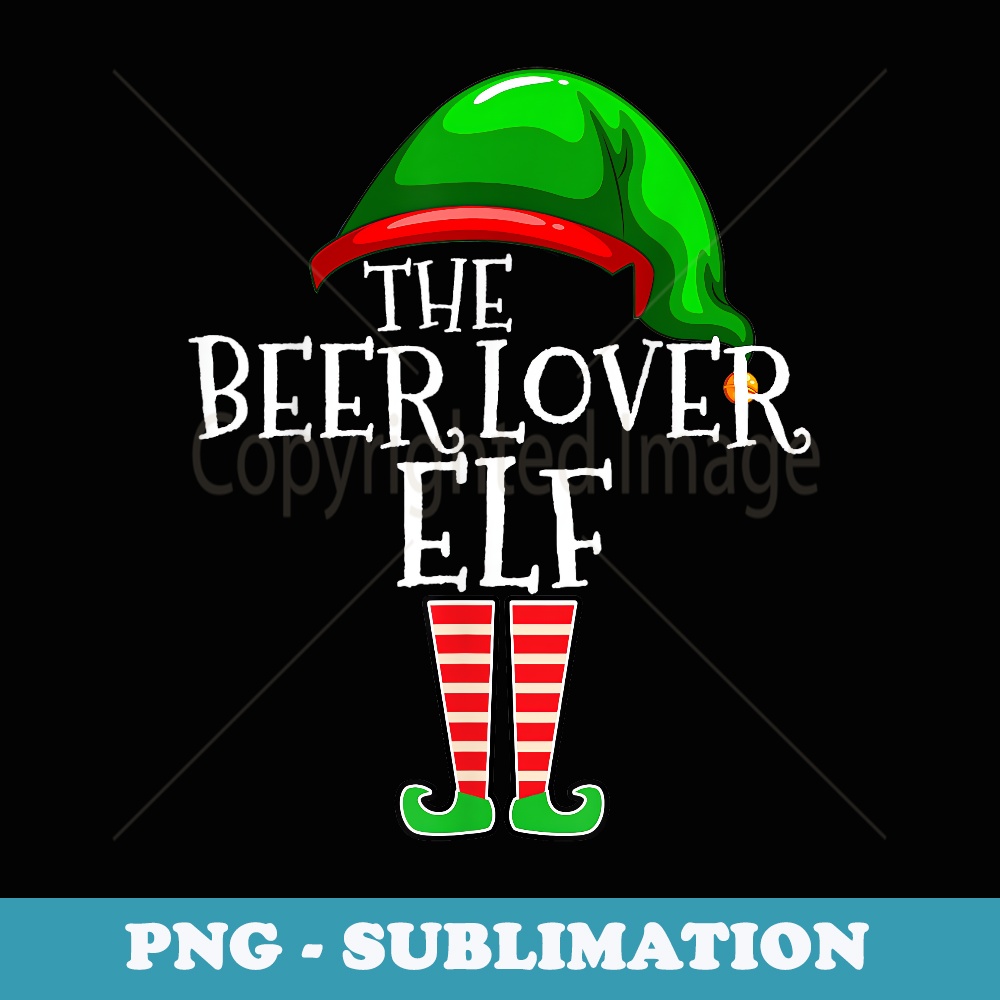 Beer Lover Elf Group Matching Family Christmas Funny - Retro PNG Sublimation Digital Download