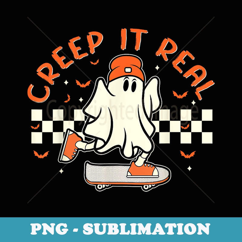 Vintage Retro Halloween Creep It Real Ghost Boy Fall Season - Sublimation PNG File