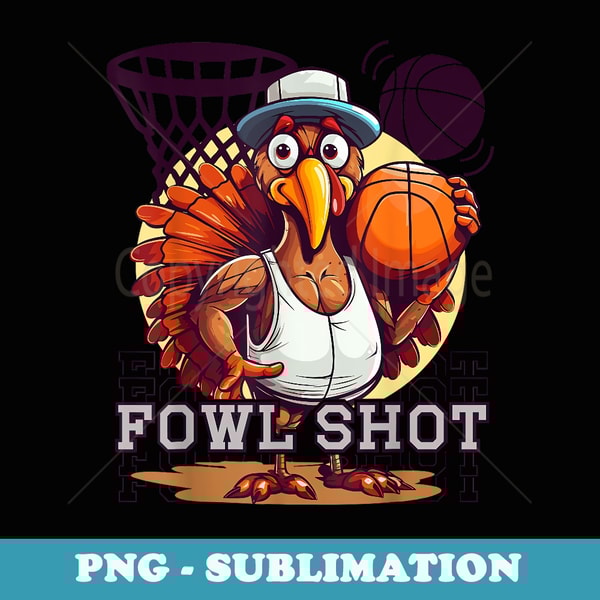 Fowl shot -Happy Thanksgiving Funny Turkey Basketball Player - PNG Sublimation Digital Download