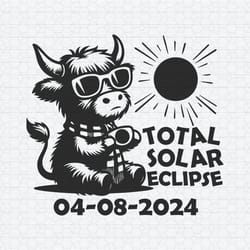 highland cow total solar eclipse svg