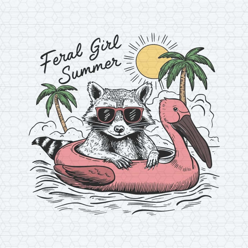 Funny Raccoon Feral Girl Summer Vacation SVG.jpg