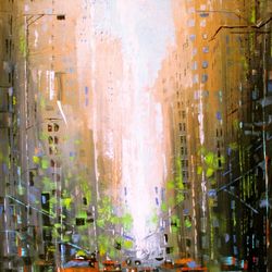 New York Painting ORIGINAL OIL PAINTING on Canvas, Impressionist City Painting Original Art by "Walperion"