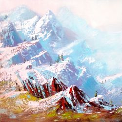 Mountain Painting ORIGINAL OIL PAINTING on Canvas, 24x32'' Landscape Painting Original, Mountain Art by "Walperion"