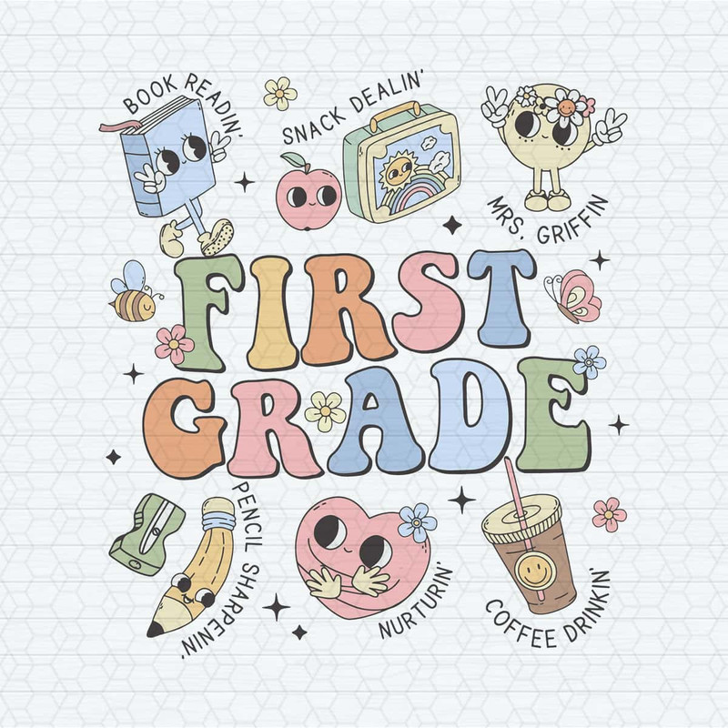 Custom First Grade Teacher Doodles SVG.jpg