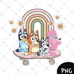 bluey skate png, bluey, bingo, heeler, cartoon, bandit heeler, kids, bluey dad, muffin, bingo heeler