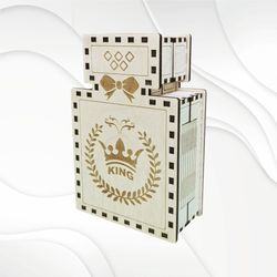 Unique gift box for perfume, ready use laser cutting pattern. Digital cut template. Laser design.