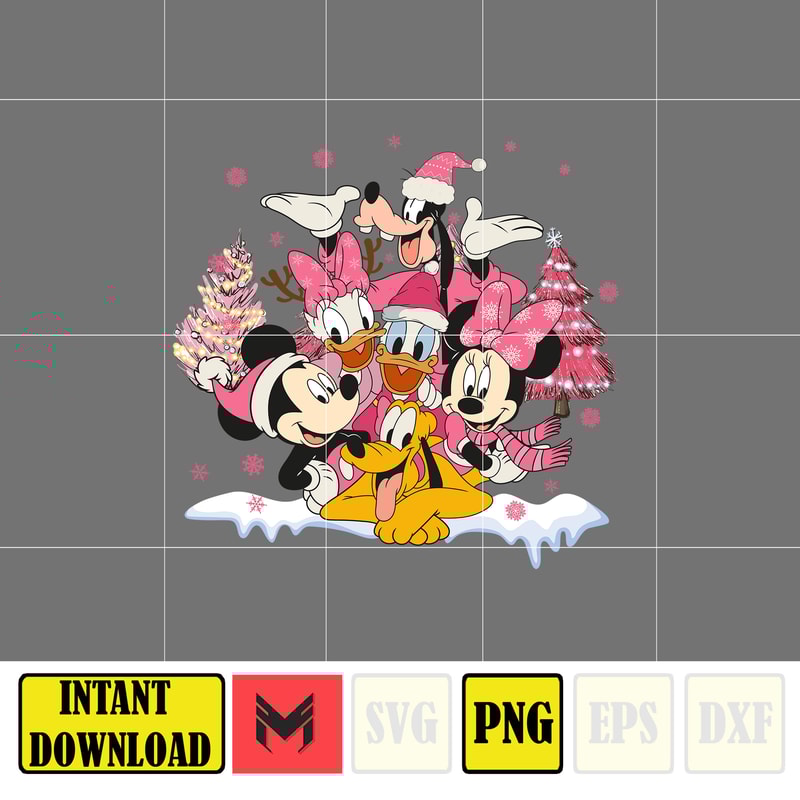 Christmas Png, Merry Christmas, Pink Christmas Tree, Christmas Mouse and Friends, Christmas Squad, Pink Christmas, Xmas Holiday Png (10).jpg