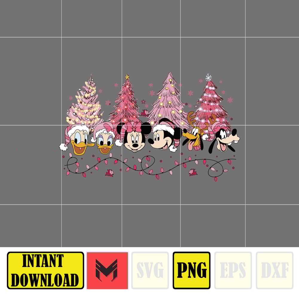 Christmas Png, Merry Christmas, Pink Christmas Tree, Christmas Mouse and Friends, Christmas Squad, Pink Christmas, Xmas Holiday Png (11).jpg
