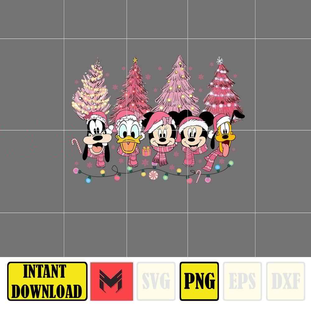 Christmas Png, Merry Christmas, Pink Christmas Tree, Christmas Mouse and Friends, Christmas Squad, Pink Christmas, Xmas Holiday Png (13).jpg