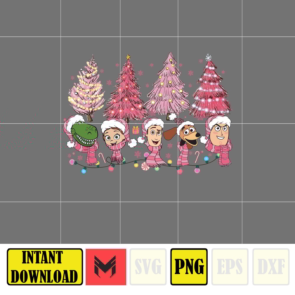 Christmas Png, Merry Christmas, Pink Christmas Tree, Christmas Mouse and Friends, Christmas Squad, Pink Christmas, Xmas Holiday Png (14).jpg