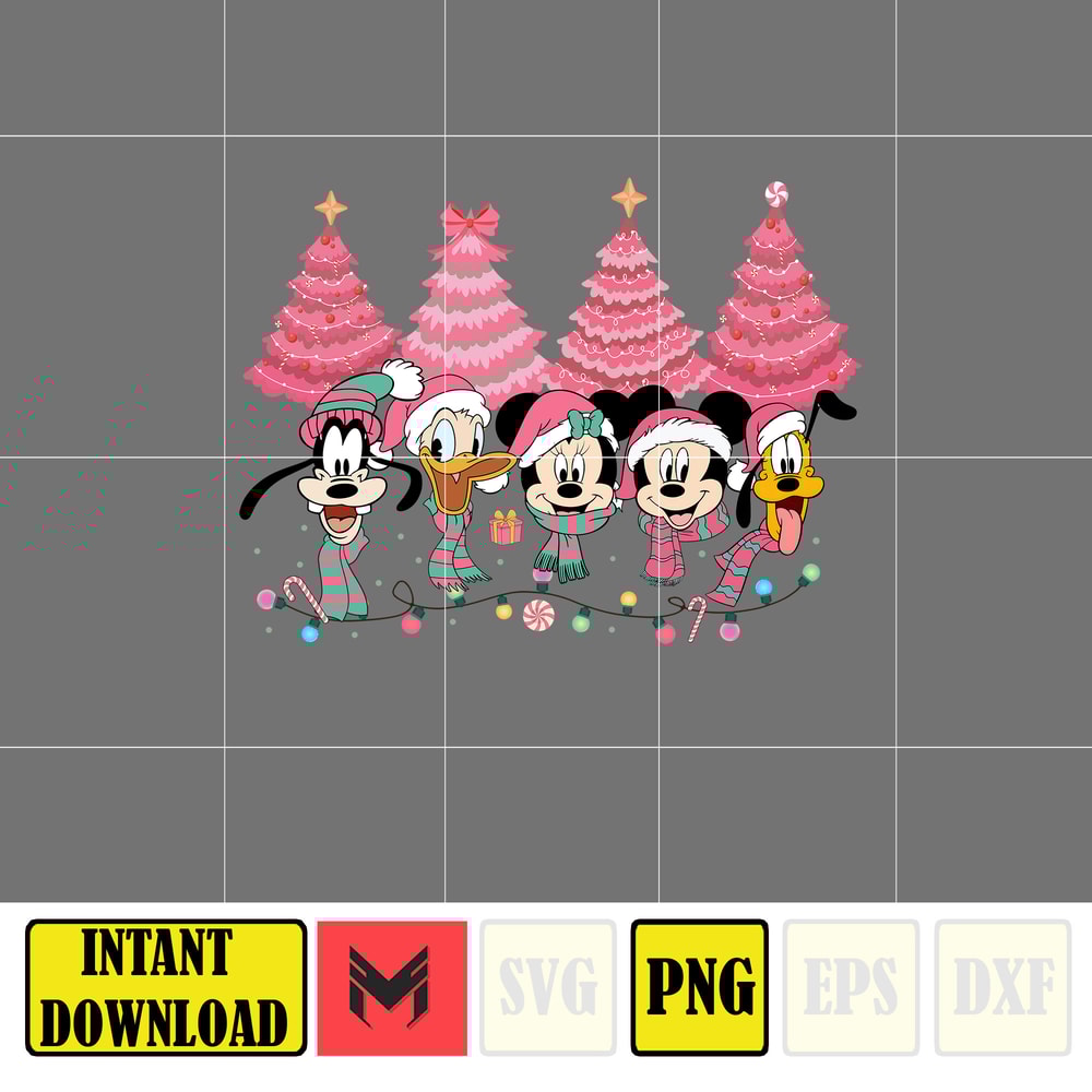 Christmas Png, Merry Christmas, Pink Christmas Tree, Christmas Mouse and Friends, Christmas Squad, Pink Christmas, Xmas Holiday Png (19).jpg