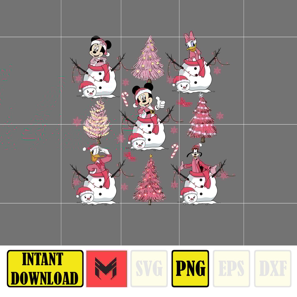 Christmas Png, Merry Christmas, Pink Christmas Tree, Christmas Mouse and Friends, Christmas Squad, Pink Christmas, Xmas Holiday Png (2).jpg