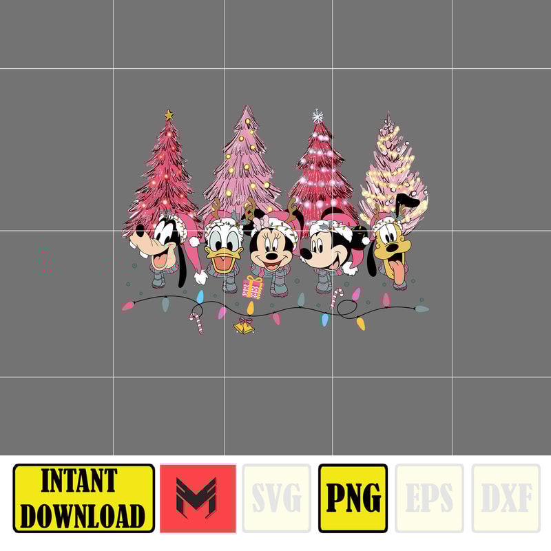 Christmas Png, Merry Christmas, Pink Christmas Tree, Christmas Mouse and Friends, Christmas Squad, Pink Christmas, Xmas Holiday Png (3).jpg