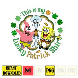 Lucky Patrick Shirt Png, Happy Patrick Patty Day Png, St Patrick's Day Png, Cartoon Characters, Saint Patrick's Day Png