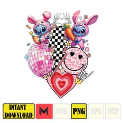 Reto Stitch Png, Pink Cartoon Stitch Png, Cartoon Easter Png, Happy Easter Day Png, Funny Easter Png, Instant Download