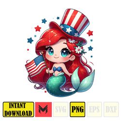 Cartoon Princess 4th of July Png, Princess Independence Day Png, American Patriotic Movie Png, Happy Fourth Of July Png