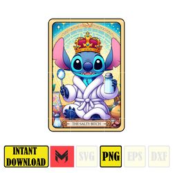 The Salty Bitch Funny Tarot Card Png, Gift For Mother Sublimation Design, The Cat Lady Cartoon Png, Instant Download