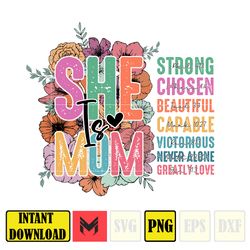 She is Mom Png, Retro Mama Quotes Png, Retro Mother Png, Blessed Mom Png, Mom Life Png, Mother's Day Png, Gift for Mom