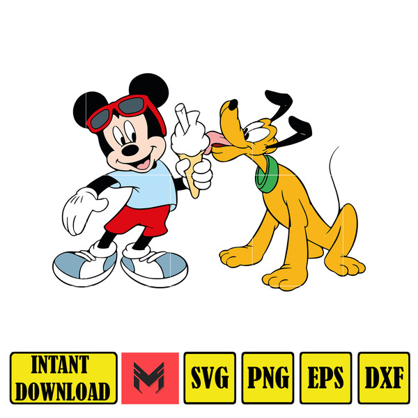 Summer Mickey & Pluto, Summer Minnie, Mickey and Minnie Beach Time, Layered and Editable Files, Instant Download.jpg