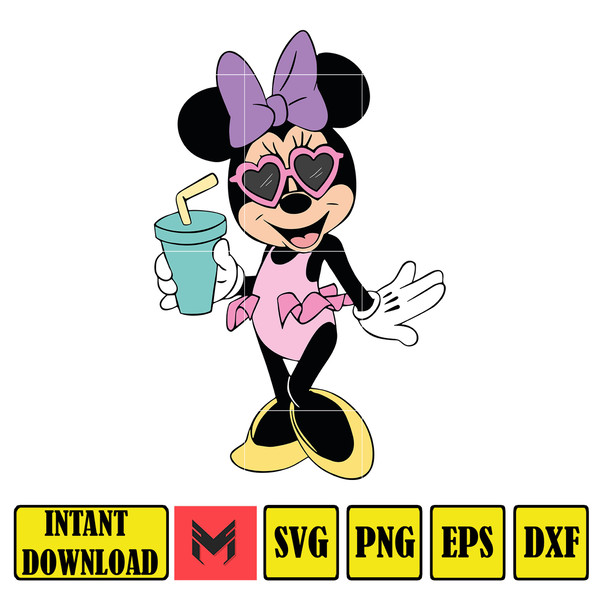 Summer Minnie, Summer Mickey, Mickey and Minnie Beach Time, Layered and Editable Files, Instant Download (2).jpg